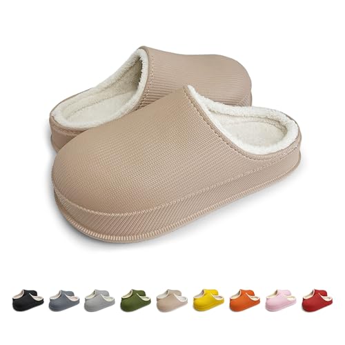 Wolkensohle Schlappen Damen Herren Wasserdicht Rutschfeste Schuhe Winter Wärme Pantoffeln Hausschuhe Damen Plüsch Komfort EVA Sohle von Wolkensohle