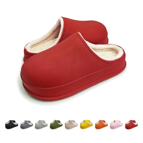 Wolkensohle Schlappen Damen Herren Wasserdicht Rutschfeste Schuhe Winter Wärme Pantoffeln Hausschuhe Damen Plüsch Komfort EVA Sohle von Wolkensohle