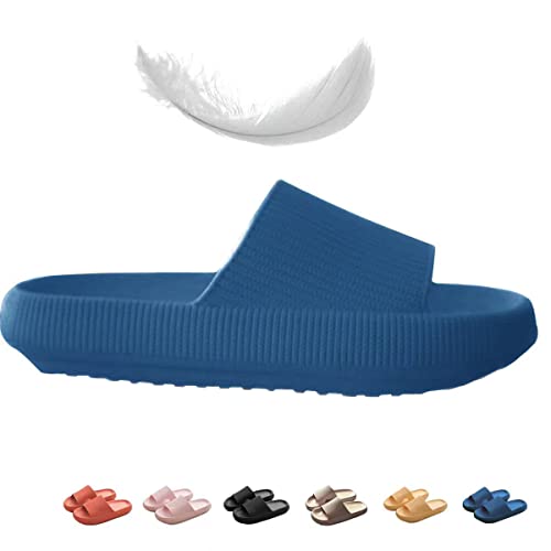 wolkensohle Hausschuhe Unisex Einfarbig Dicker Boden Hausschuhe Komfort Sandalen Rutschfest Badeschuhe (Blau, 38) von wolkensohle