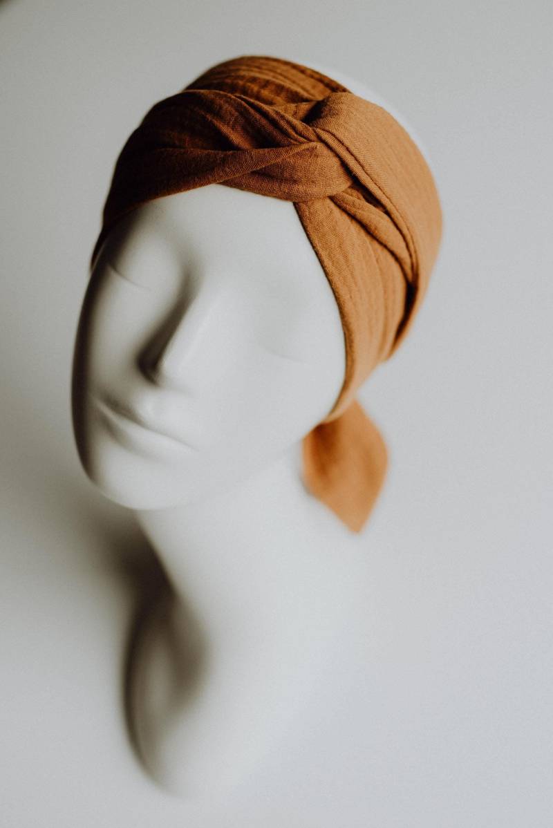 Haarband Zum Selbst Binden Aus Musselin 100% Baumwolle/Caramel von wolkenstaub