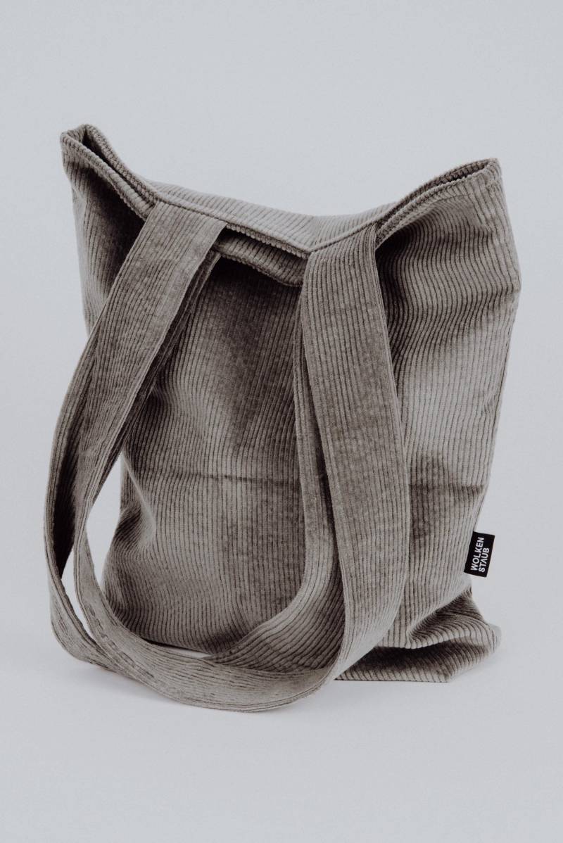 Shopper Mom Bag Stofftasche Aus Soft Cord Grau | Schule, Uni, Shopping Schultertasche, Einkaufstasche Geschenkidee von wolkenstaub