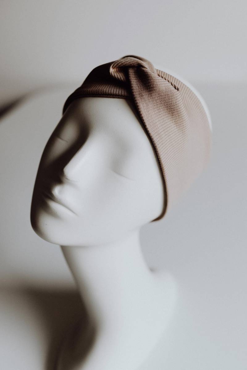 stirnband Haarband "Rib" Taupe Aus Jersey von wolkenstaub