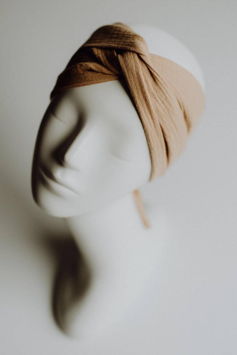 stirnband Haarband Zum Selbst Binden Aus Musselin 100% Baumwolle/Light Caramel von wolkenstaub