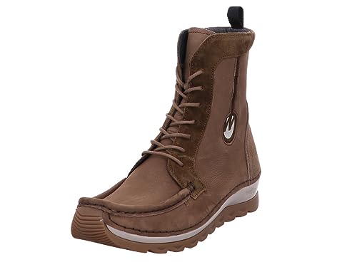 Wolky Ocean Hohe Schnürschuhe Nubukleder dunkel Taupe Größe 40 von Wolky