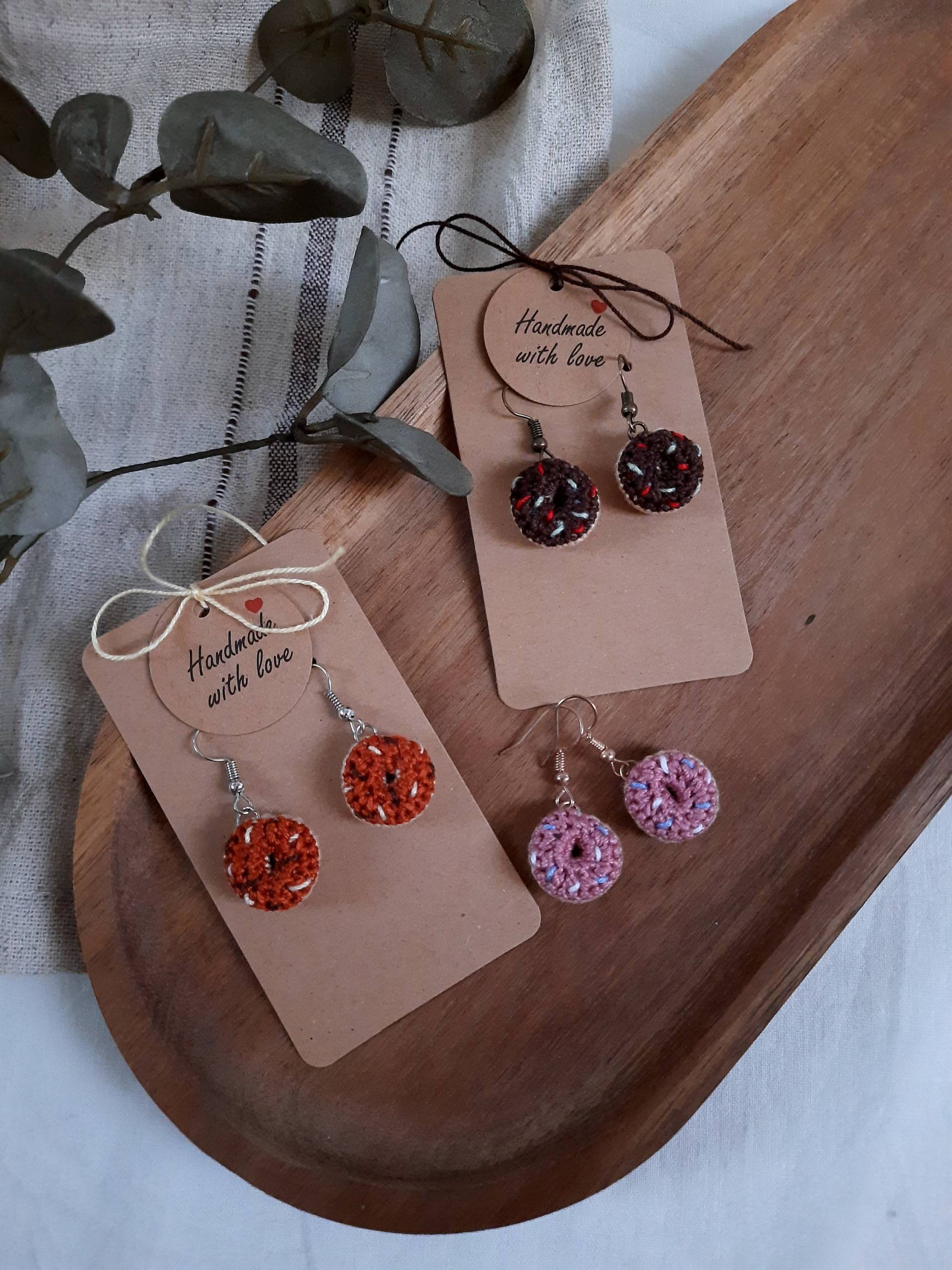 Donut Ohrringe Gehäkelt Schmuck Ohrhänger 925Er Silber von wollgeherzt