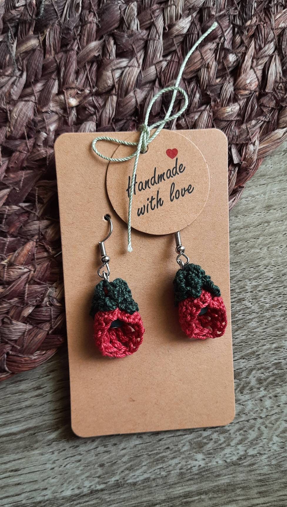 Ohrringe Blüte Gehäkelt Ohrhänger Ohrschmuck Blume 925Er Silber von wollgeherzt