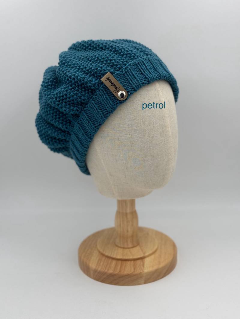 Ballonmütze, 100 % Merinowolle, Schurwolle, Handgestrickt, Mulesingfrei, Gots-Zertifiziert, Mütze, Damen von wollgold