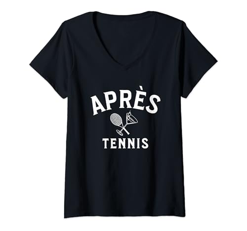 Damen Apres-Tennis Après-Tennis T-Shirt mit V-Ausschnitt Damen Apres-Tennis Après-Tennis T-Shirt mit V-Ausschnitt von women's apres tennis printed v-neck t-shirt