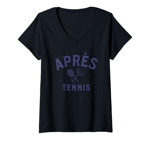 Damen Apres-Tennis Après-Tennis T-Shirt mit V-Ausschnitt Damen Apres-Tennis Après-Tennis T-Shirt mit V-Ausschnitt von women's apres tennis printed v-neck t-shirt
