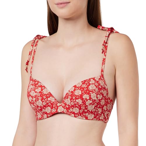 Women'secret Damen Bikinioberteil Push Up Blumen BH, Bedruckt rot, 75B von women'secret