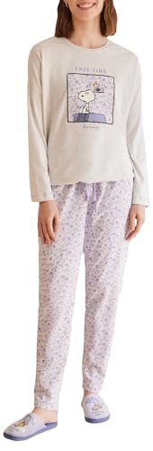 Women'secret Damen Langer Schlafanzug mit Mehreren License Spring Break Pyjamaset, Pure Melange, XL von women'secret