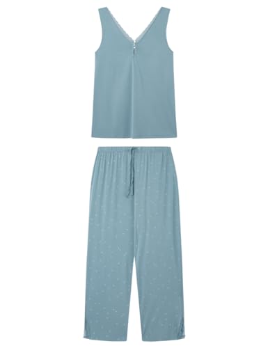 Women'secret Damen Schlafanzug Capri Blumen Pyjamaset, Blau (Azul Medio), 42 von women'secret