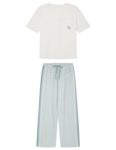 Women'secret Damen Schlafanzug Capri Daily Aquamarine Pyjama-Set, Ecru, M von women'secret