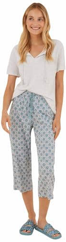 Women'secret Damen Schlafanzug aus 100% Baumwolle, Capri, Pyjamaset, Hellgrau/Silber, 38 von women'secret