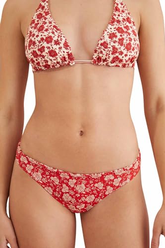 Women'secret Damen Wendbarer Bikinihose mit Blumenmuster in 2 Tönen Dessous, Bedruckt rot, XL von women'secret