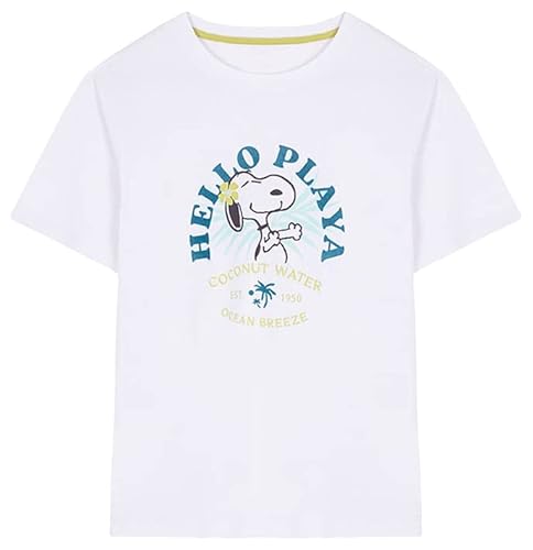 women'secret Damen 100% Baumwolle Snoopy Weiß T-Shirt, elfenbeinweiß, XS von women'secret