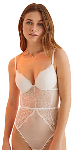 Women'secret Damen Body Push Up Spitze Weiß BH, Elfenbein, 80B von women'secret