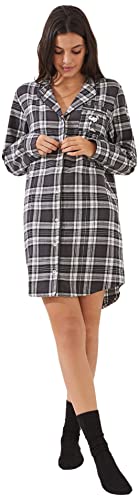 Women'secret Damen Flanell-Hemd mit Karomuster Nachthemd, Bedruckt, grau, XXL von women'secret