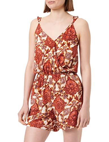 women'secret Damen Kurzer Träger-Jumpsuit Blumen AFFE, Print Orange, 36 von women'secret