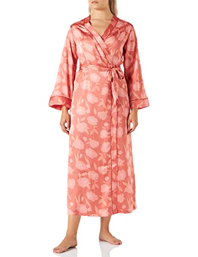 Women'secret Damen Langer Kreuzmantel aus Polyester-Satin, Ärmeln, Kimono Morgenmantel und Kimonos, Bedruckt orange, XL von women'secret