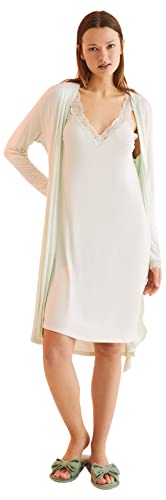 women'secret Damen Midi-Bademantel Robe, Grüner Druck, 38 von women'secret