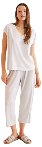 Women'secret Damen Pyjama Pyjamaset, Hellgrau/Silber, 42 von women'secret