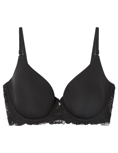 women'secret Damen Schöner klassischer gepolsterter Mikrofaser BH, schwarz/weiß, 80C von women'secret