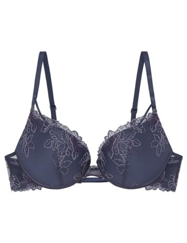 women'secret Damen Wunderschöner Push-up blauem Tüll mit Stickerei BH, Mittelblau, 70B von women'secret