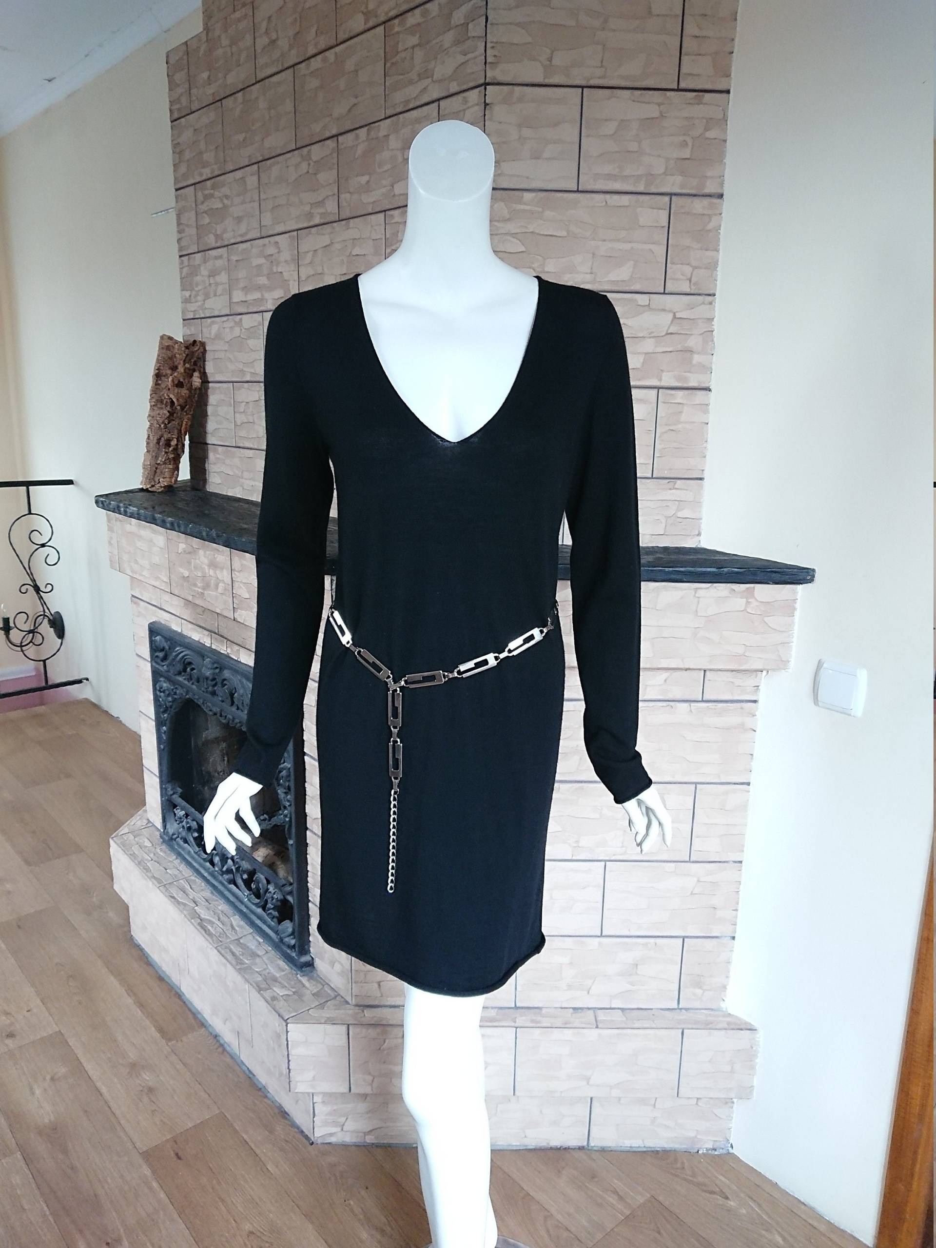 Zadig & Voltaire Vintage Strickkleid Merinos Wolle Schmetterling Bestickt Schwarz Gr. M/L von womenmenclothing