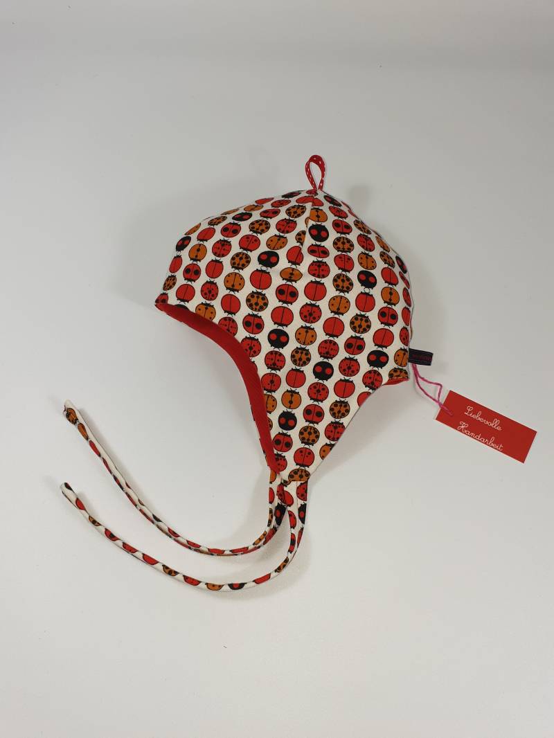 Mütze "Marinchen" Mit Zipfel, Marienkäfer Und Rot, Übergangmütze Mütze "Marinchen" Mit Zipfel, Marienkäfer Und Rot, Übergangmütze von wonnekind