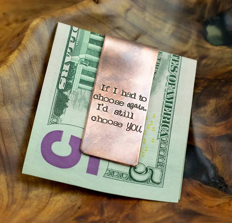 Benutzerdefinierte Kupfer Geld Clip - Ich Würde Immer Noch Wählen Sie Personalisierte Rustikale Geld-Clip Geschenk Für Ihn 7. Jahrestagsgeschenk Mann von woobiebeans