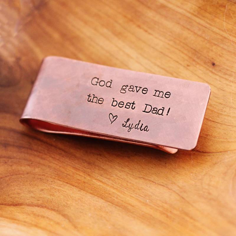 Benutzerdefinierte Kupfer Geld Clip - Papa Personalisierte Rustikale Geld-Clip Geschenk Für Ihn Vater Der Braut von woobiebeans