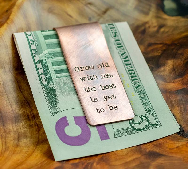 Personalisierte Kupfer Geldscheinklammer - Geschenk Zum Jahrestag Für Ihn von woobiebeans