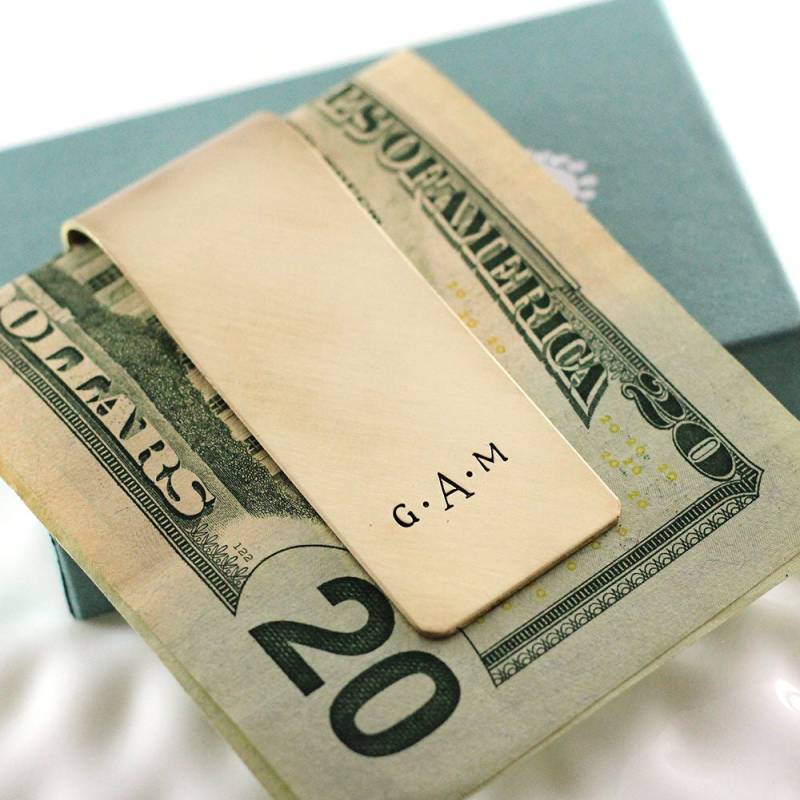 Individuelle Gold Messing Geldscheinklammer - Personalisiertes Monogramm Geschenk von woobiebeans