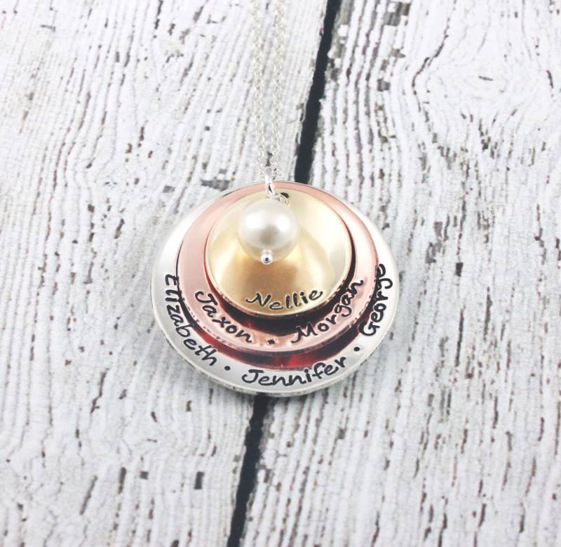 Gemischte Metall-Schmuck - Custom Großmutter Halskette Personalisierte Hand Gestempelt Layered Geschenk Für von woobiebeans