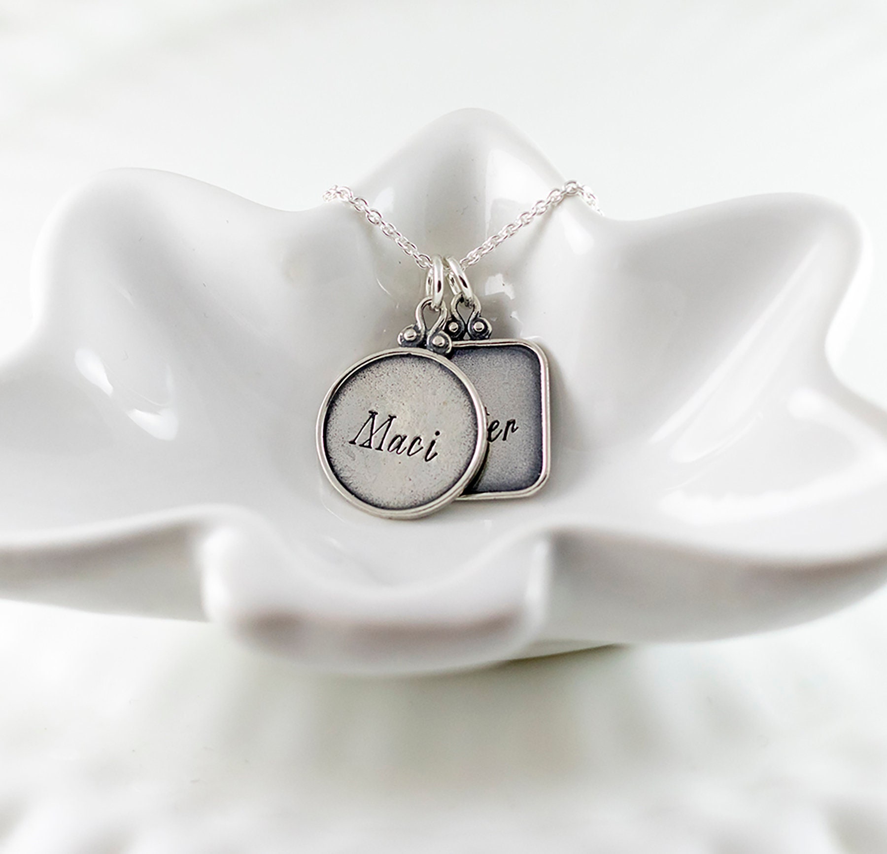 Hand Gestempelt Sterling Silber Name Halskette - Handwerker Stil Charme von woobiebeans