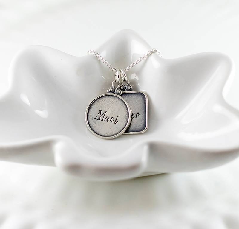 Hand Gestempelt Sterling Silber Name Halskette - Handwerker Stil Charme von woobiebeans