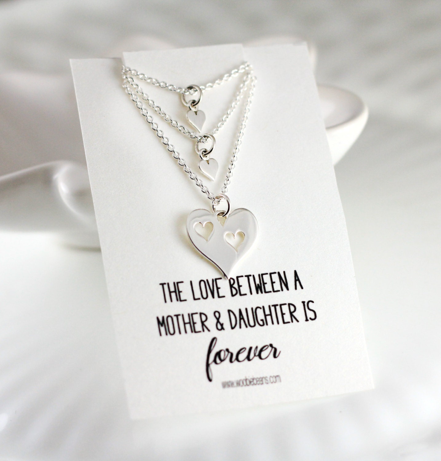 Herz Ausschnitt Schmuck - Mutter-Tochter-Halsketten Sterlingsilber von woobiebeans