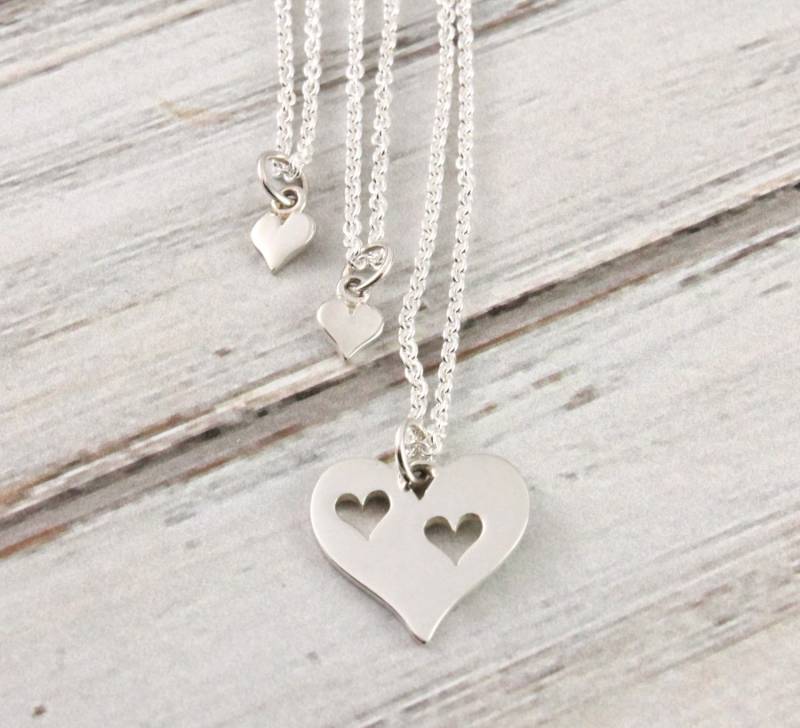 Herz Ausschnitt Schmuck - Mutter-Tochter-Halsketten Sterlingsilber von woobiebeans
