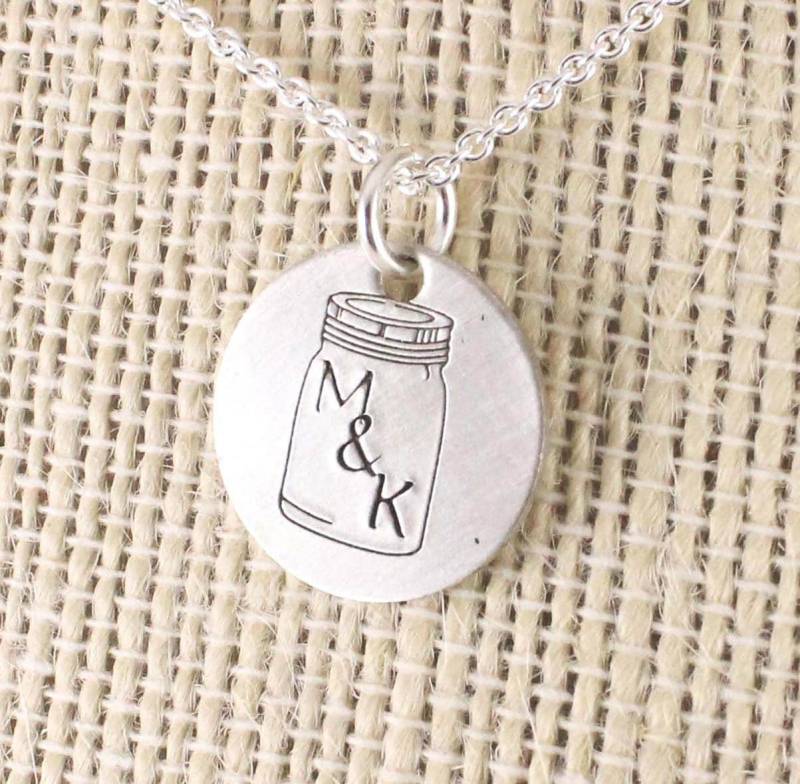 Mason Jar Halskette - Hand Gestempelt Sterling Silber Anfang Schmuck von woobiebeans