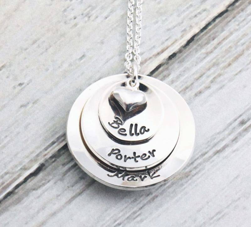 Hand Gestempelt Sterling Silber Mom Halskette - Personalisierte Name Schmuck von woobiebeans