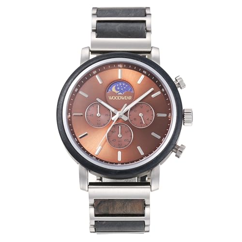 woodwear Holzarmbanduhr Herrenuhr Wood Watch Modell Aurora (Kupfer) Chronograph inkl. Geschenkbox Tag-Nacht-Anzeige von woodwear