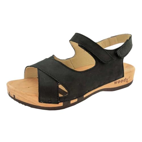 woody Damen Gloria Clog Sandale, Nero, 37 EU woody Damen Gloria Clog Sandale, Nero, 37 EU von woody