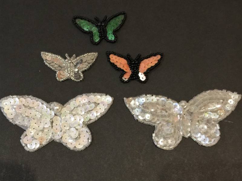 Pailletten Applikation Schmetterling Schmetterlinge Kostüm Halloween Pageant Scrapbooking Tanz Skaten Quinceañera Silber Pfirsich Grün Weiß Klar von wookiedesigns