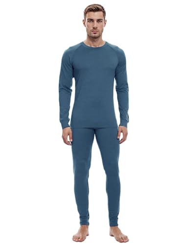 woolcano 100% Merinowolle Thermounterwäsche Herren, Thermounterwäsche Herren Merinowolle Set, Skiunterwäsche Winter Warm Weich Thermounterhose für Männer Zinn XL von woolcano