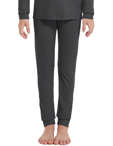 woolcano Kinder Thermounterhose aus 100% Merinowolle, Atmungsaktive Funktionswäsche für Jungen und Mädchen, Heidegrau 11-12 von woolcano