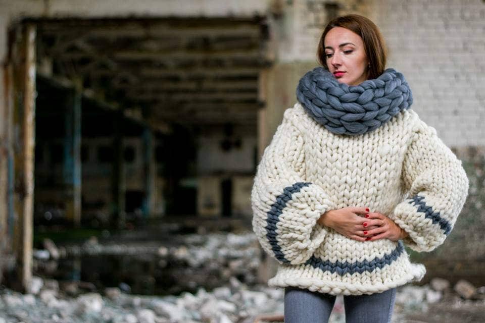 Handgestrickter Merino Wollschal Handgemachter Winterschal von woolexperts