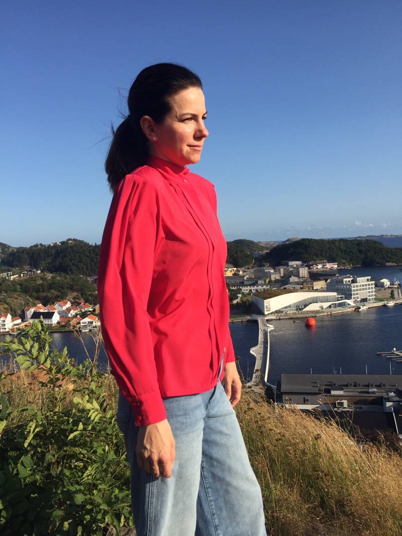 Kurt Kellermann Rotes Jacket Damen Blazer 80Er Jahre Vintage Bluse Größe S To M von woolpleasure