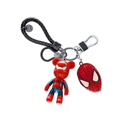 2Pcs Spider-Man Schlüsselanhänger und Spider-Man Maske, Spiderman 3D Creative Keyring Anhänger mit schwarzem Seil, Spider-Man Persönlichkeit Metall Anhänger Dekoration Geschenk für Mädchen Jungen von wopin