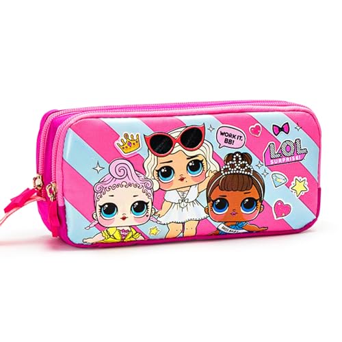 wopin LOL Surprise Federmäppchen Anime Federmäppchen,Etui Stifte 2 Fach, Große Kapazität Briefpapier Pouch Stifte Etui Mädchen,Studenten Federmäppchen Schulsachen von wopin